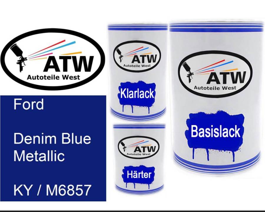 Ford, Denim Blue Metallic, KY / M6857: 500ml Lackdose + 500ml Klarlack + 250ml Härter - Set, von ATW Autoteile West.